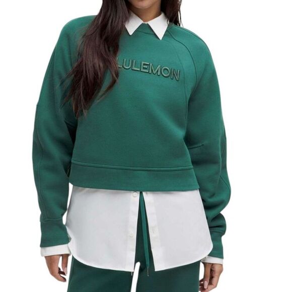 lululemon athletica Tops - Lululemon Scuba Oversized Pullover *Wordmark Storm Teal